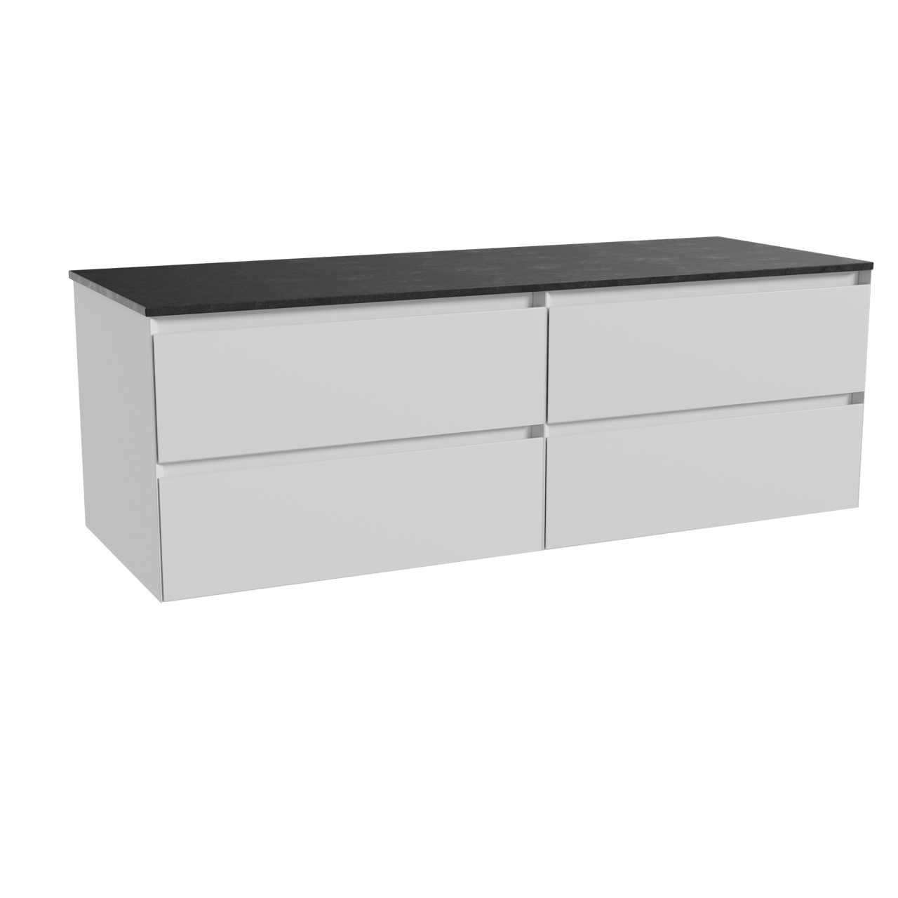 Balmani Mitra meuble salle de bains suspendu 150 x 55 cm blanc mat avec Stretto tablette simple ou double en granit noir