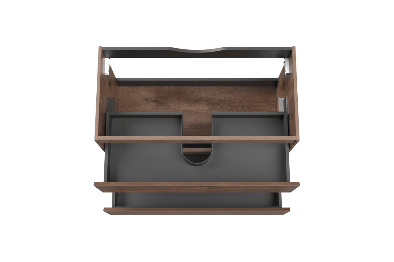 Linie Lado hängender Waschbeckenunterschrank: 90 x 46 cm, braune Eiche, 2 Schubladen