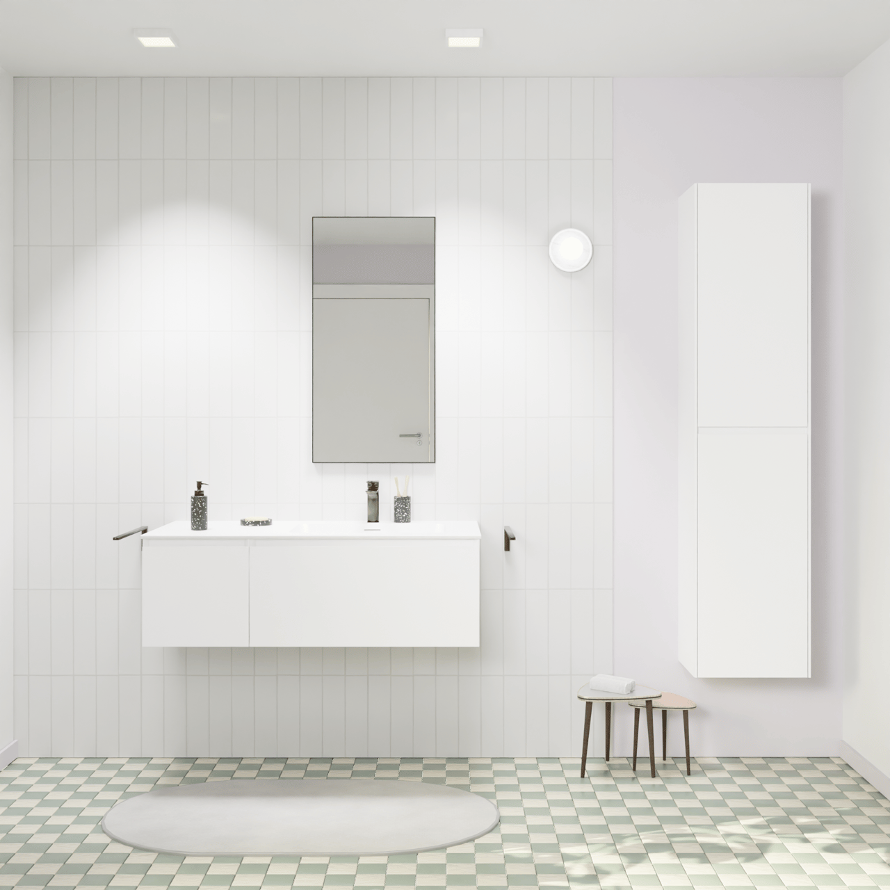 Storke Edge zwevend badkamermeubel 110 x 52 cm mat wit met Mata asymmetrisch rechtse wastafel in solid surface mat wit