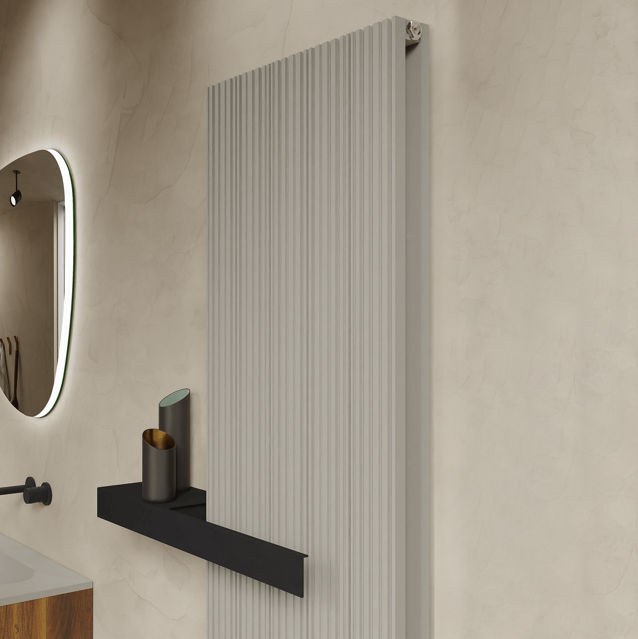 Vipera Mares dubbele handdoekradiator 37,5 x 180 cm centrale verwarming zijdegrijs zij- en middenaansluiting 1477W