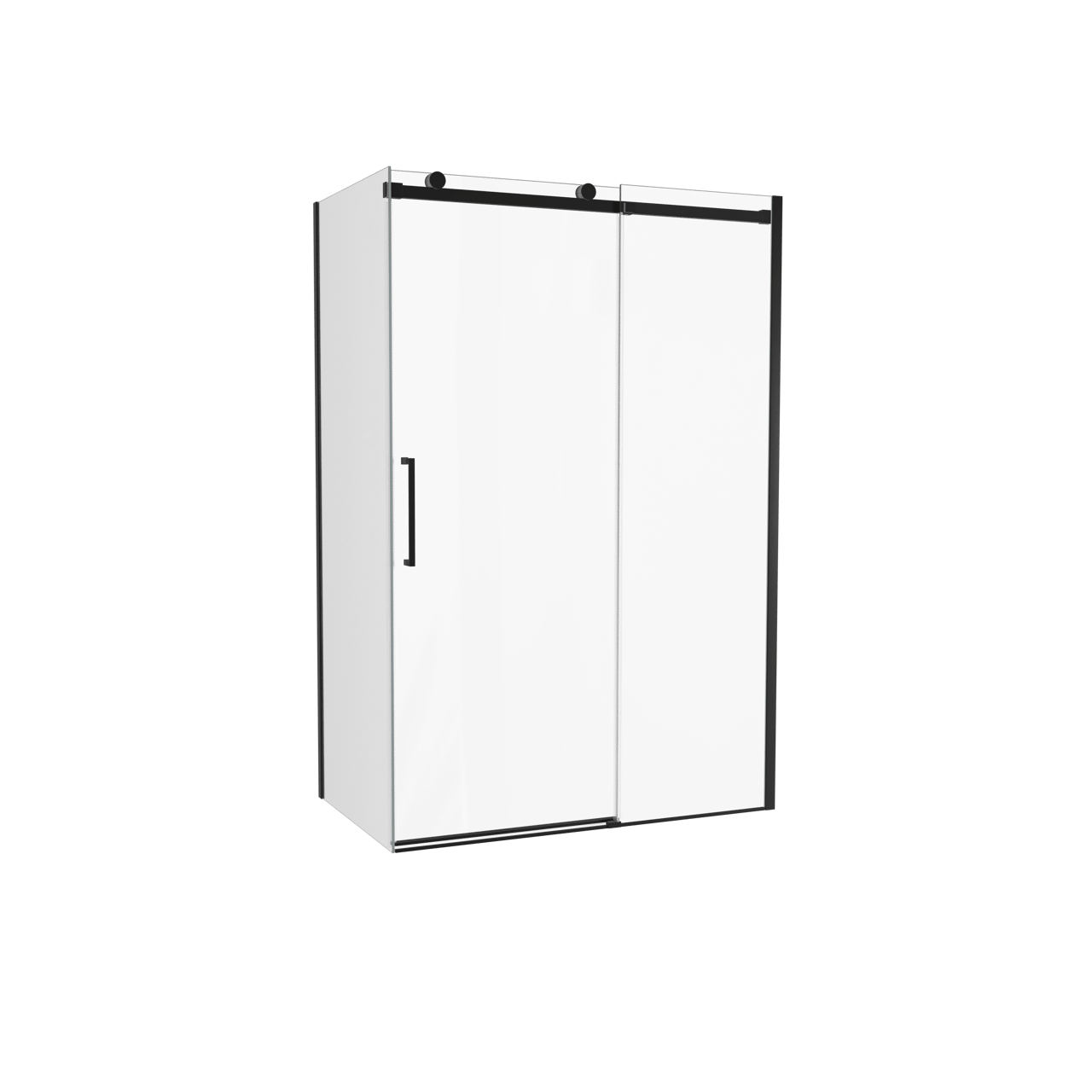 Luca Varess Boltano douchehoek met schuifdeur en vaste zijwand, 130 x 80 cm, helder glas, zwarte profielen