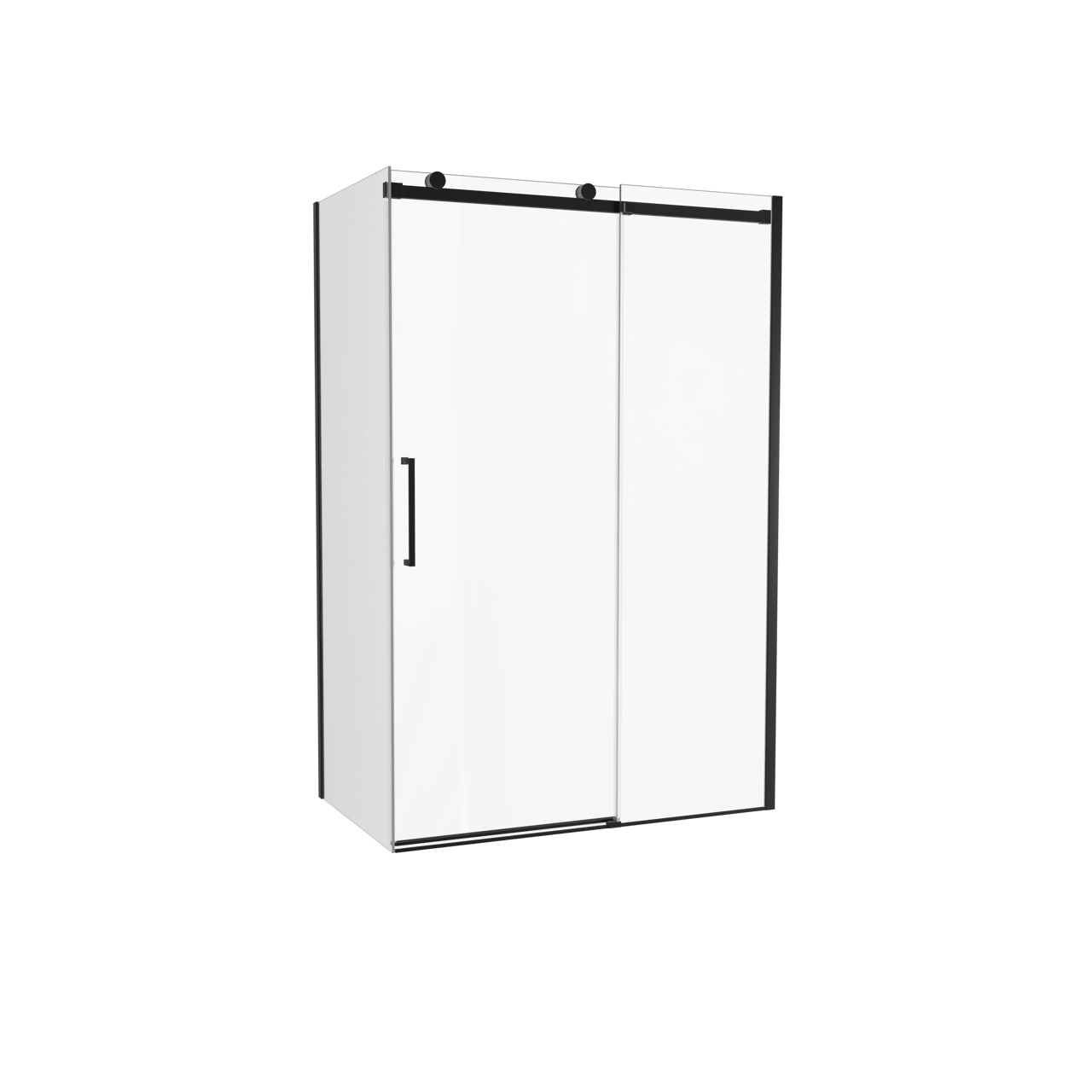 Luca Varess Boltano paroi de douche avec porte coulissante et paroi latérale fixe, 130 x 80 cm, verre transparent, profil noir