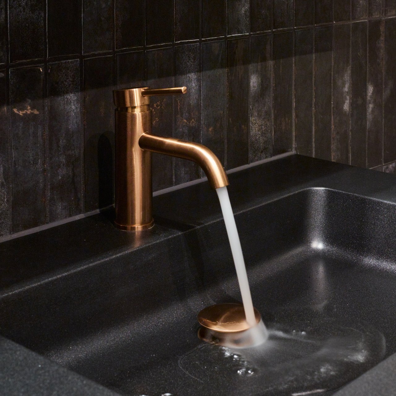 Blaufoss Round EcoStart standaard wastafelkraan Brushed Rosegold