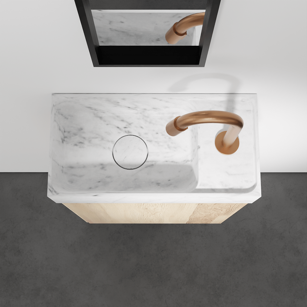 Balmani Mitra meuble wc suspendu 42 x 21 cm chêne naturel avec Dama lavabo en marbre Carrara