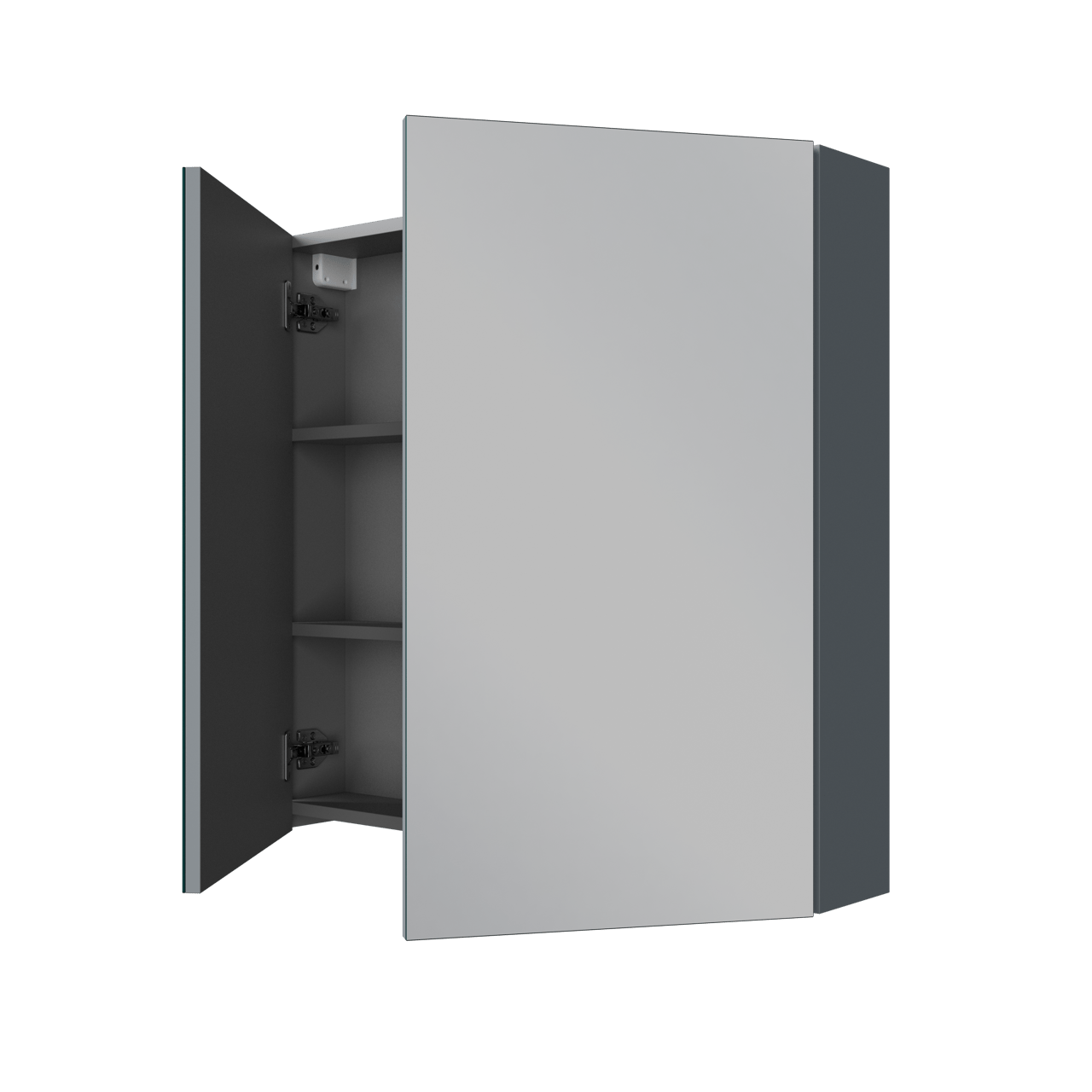 Linie Montro Spiegelschrank Bad: 80 x 75 cm, Blau Anthrazit