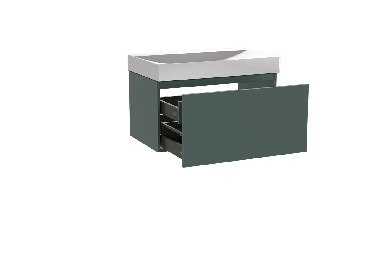 Balmani Sfera hängendes Möbelstück Set: 90 x 55 cm, Forest, mit Wave Einzelwaschtisch, Solid Surface Weiß matt