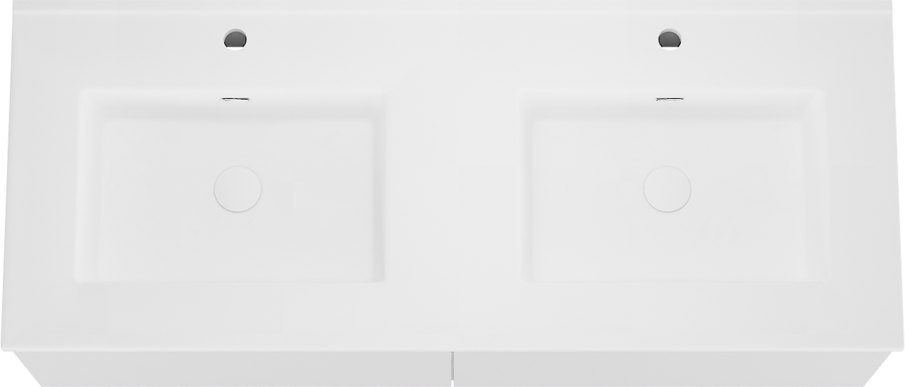 Storke Edge meuble salle de bains suspendu 130 x 52 cm blanc mat avec Kera double vasque en porcelaine blanc mat, bondes incluses
