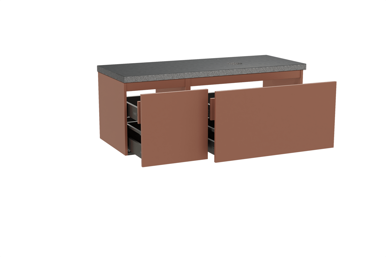 Balmani Sfera meuble salle de bains suspendu 135 x 55 cm cotto avec Rock vasque asymétrique droite en granit noir