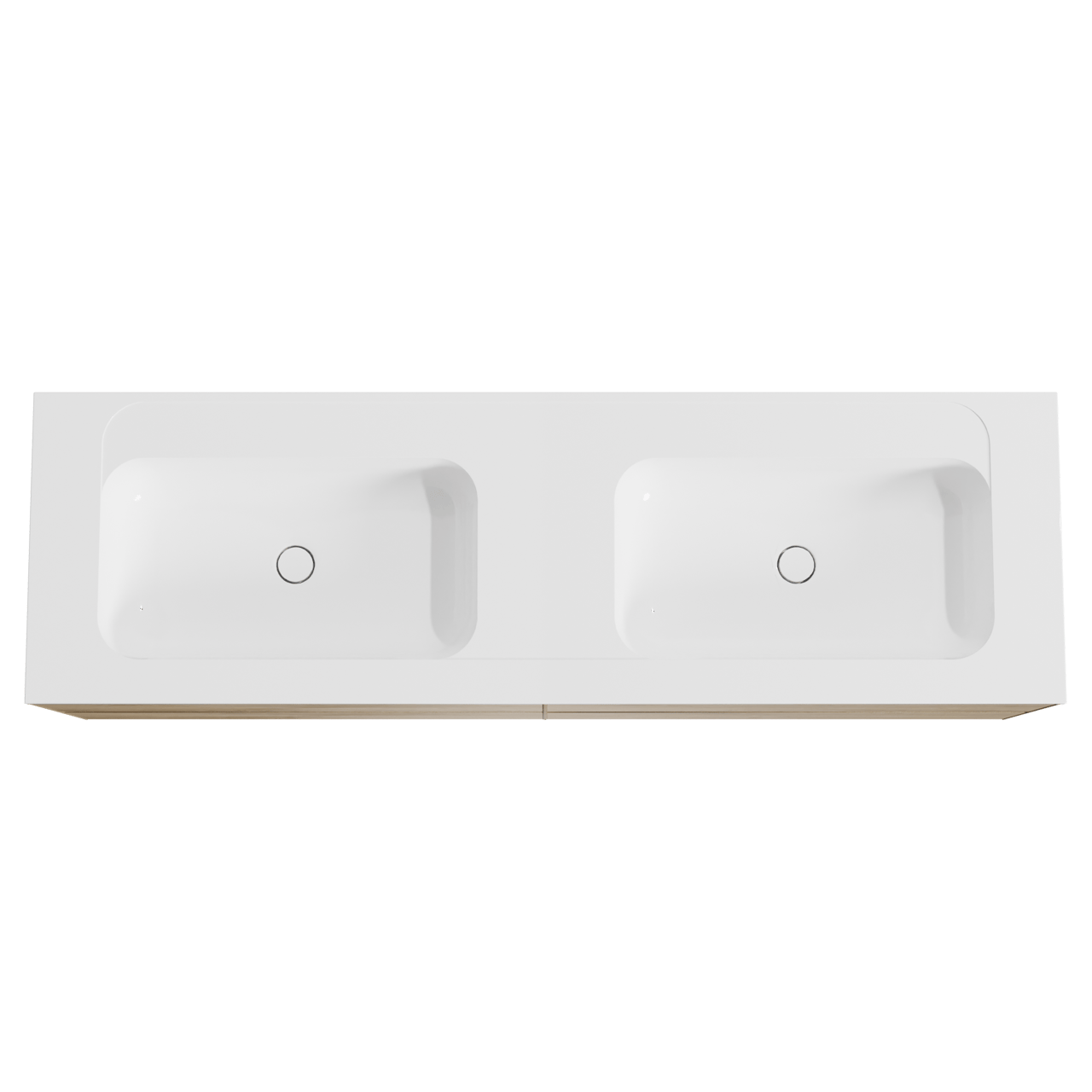 Balmani Mitra zwevend badkamermeubel 180 x 55 cm ruwe eik met Tablo Strada dubbele wastafel in composietmarmer glanzend wit