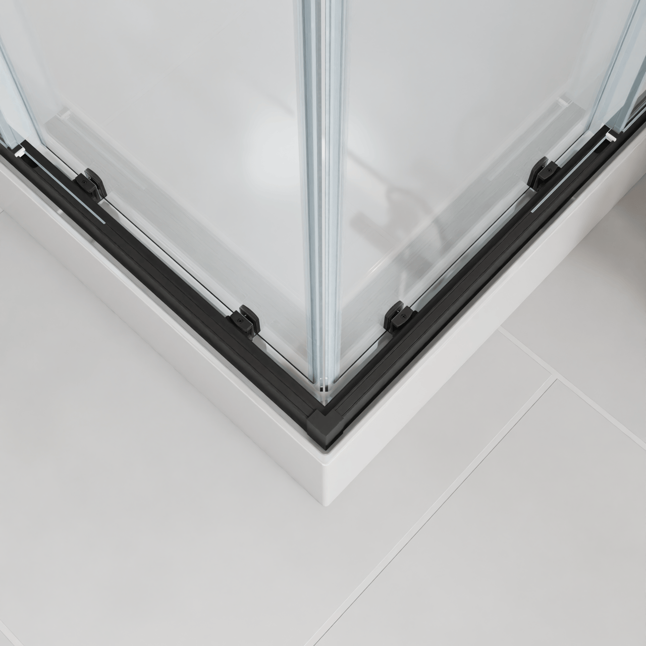 Luca Varess Talan complete douchecabine met schuifdeuren 80 x 80 cm helder glas mat zwart profiel