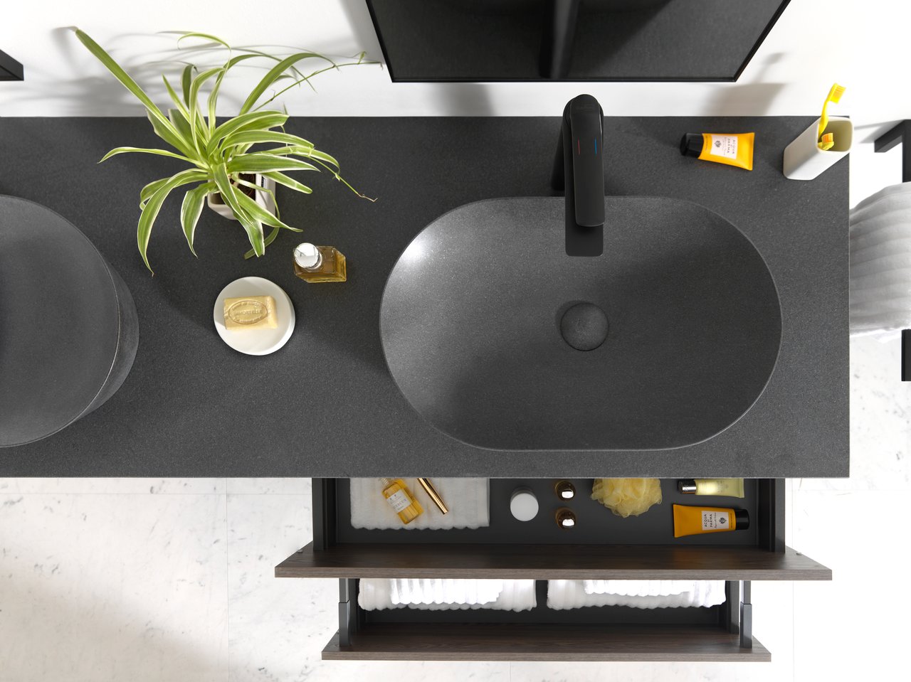 Balmani Still waskom verzoete graniet ovaal 54 x 34 cm