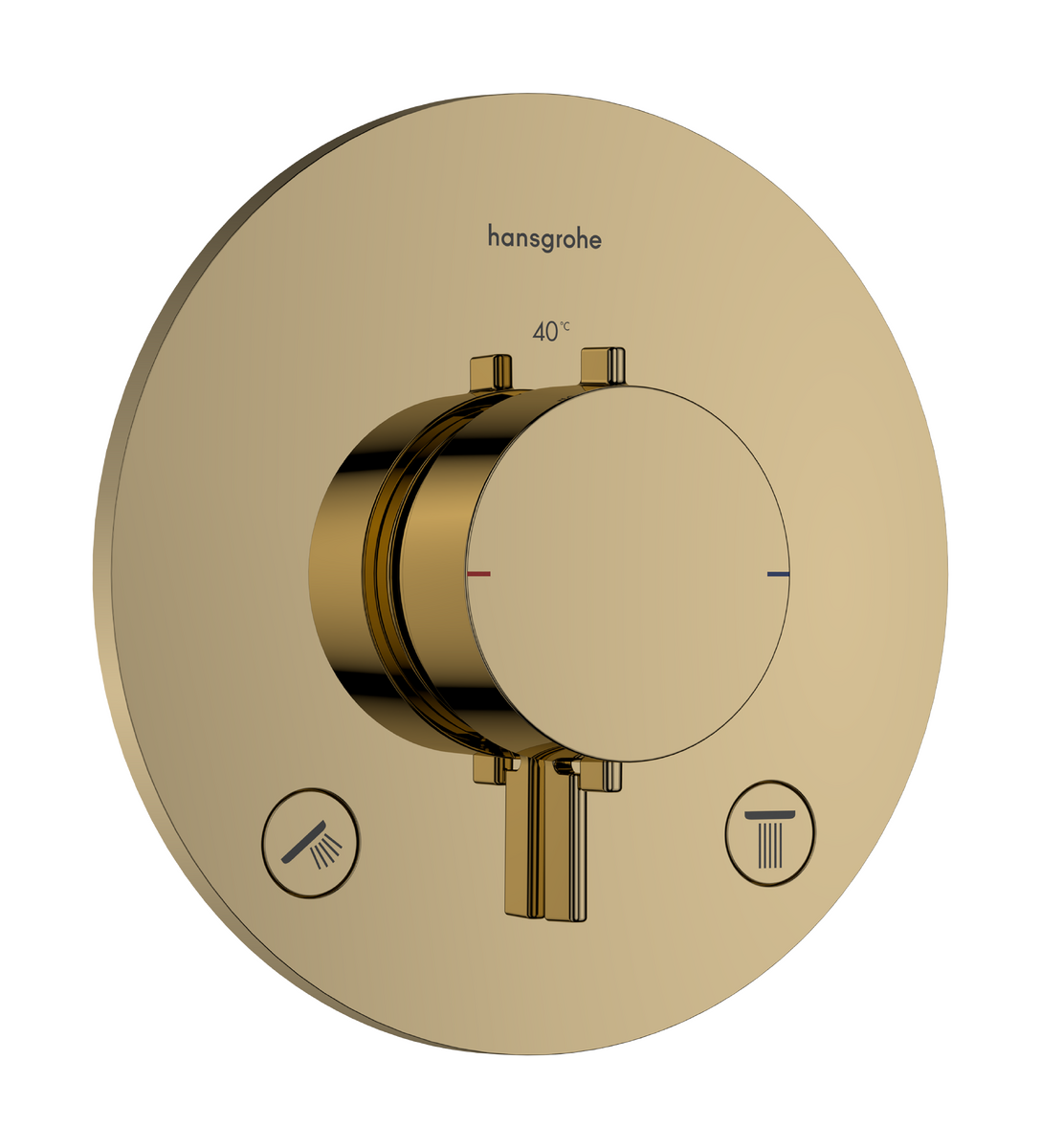 Hansgrohe Ecostat Comfort S Thermostat-Duscharmatur: Unterputz, für 2 Verbraucher, Polished Gold Optic