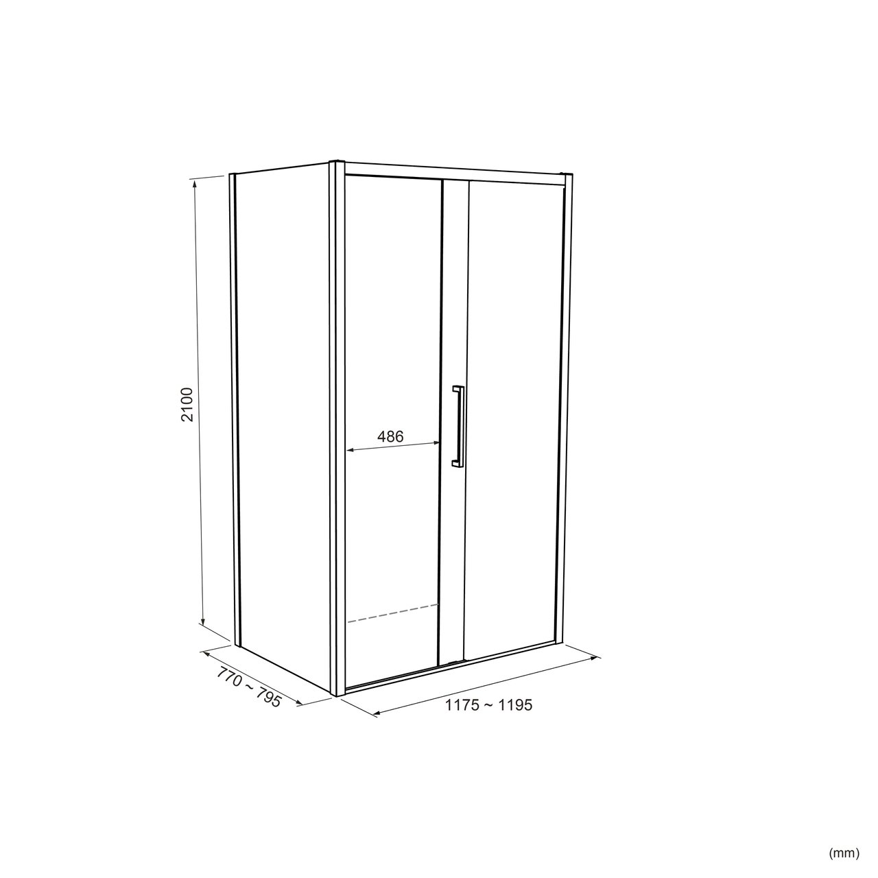 Balmani Senses Design Eckdusche: Schiebetür (Rechts) mit fixierte Seitenwand, 120 x 80 cm, Lined, Profil Schwarz matt