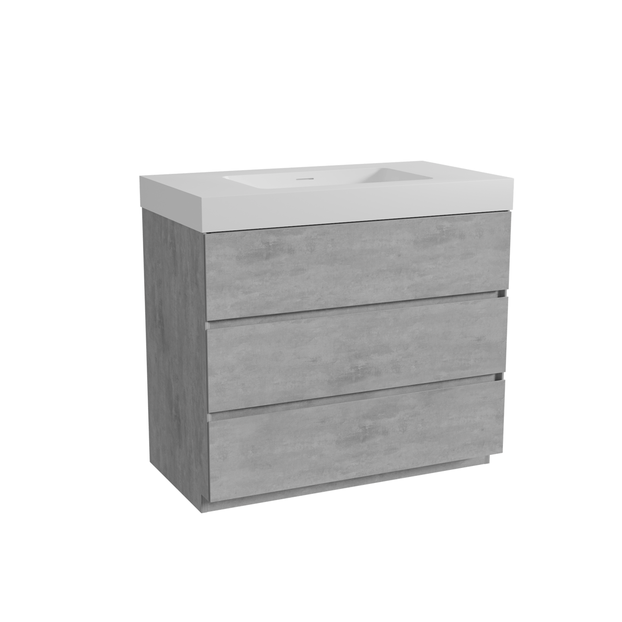 Storke Edge meuble salle de bains à poser 95 x 52 cm béton gris foncé avec Mata High plan simple en solid surface blanc mat