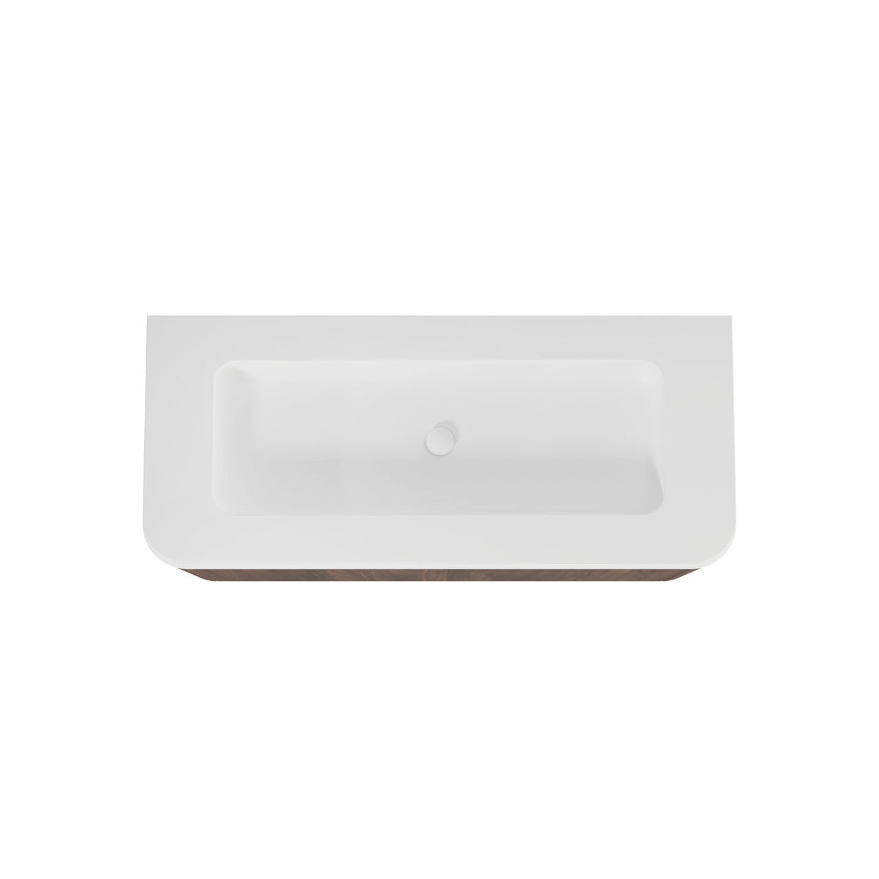 Balmani Moon meuble salle de bains suspendu 130 x 55 cm noyer américain avec Moon tablette simple ou double en solid surface blanc mat