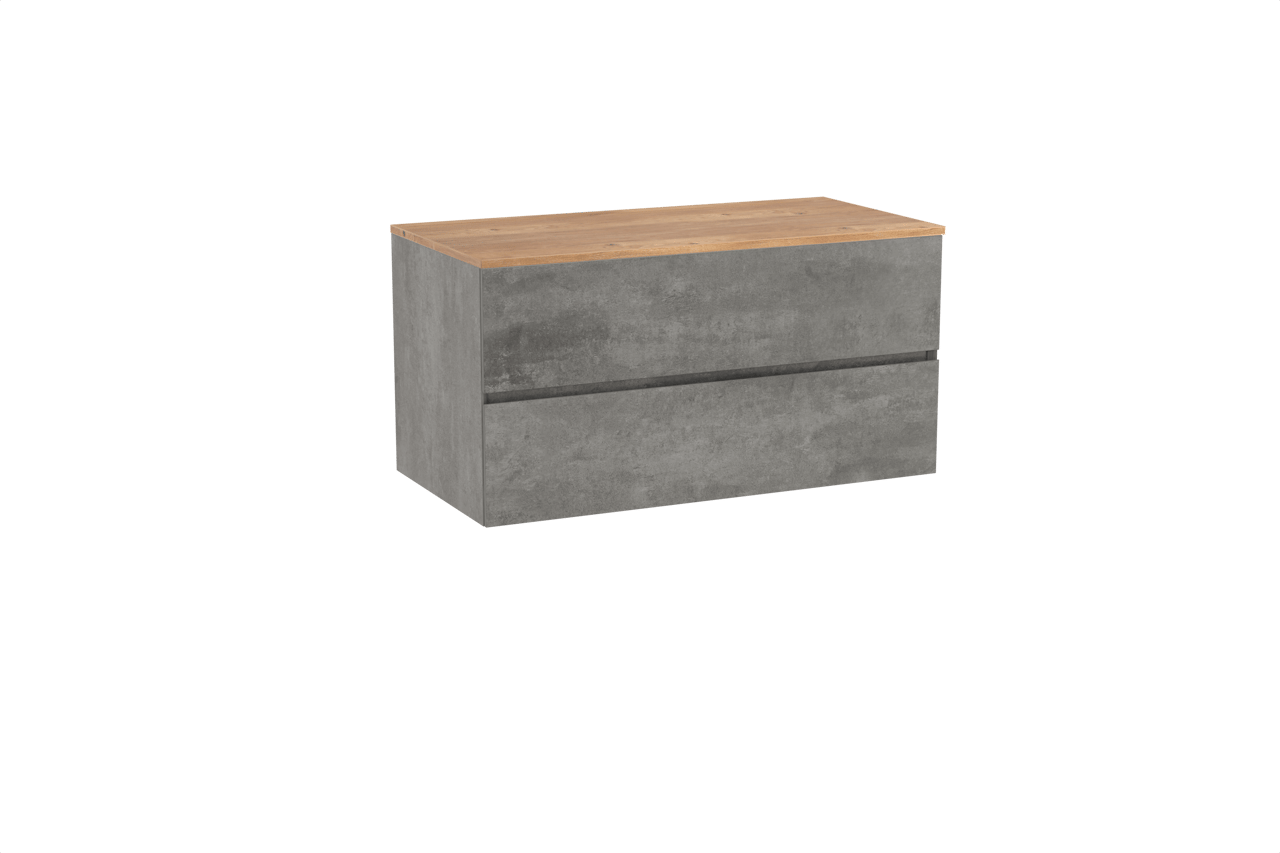 Storke Edge zwevend badkamermeubel 105 x 52 cm beton donkergrijs met Panton enkel tablet in melamine ruwe eik