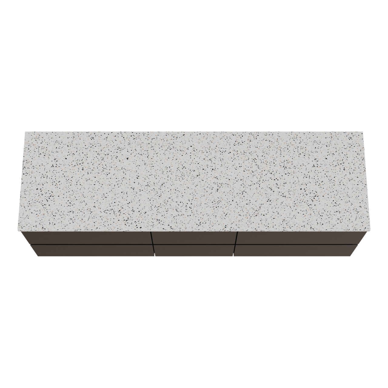 Balmani Lucida hängendes Möbelstück Set: 180 x 55 cm, Schwarze Eiche, mit Stretto Einzel- oder Doppel Waschtischplatte, Terrazzo in Weiß/Schwarz matt