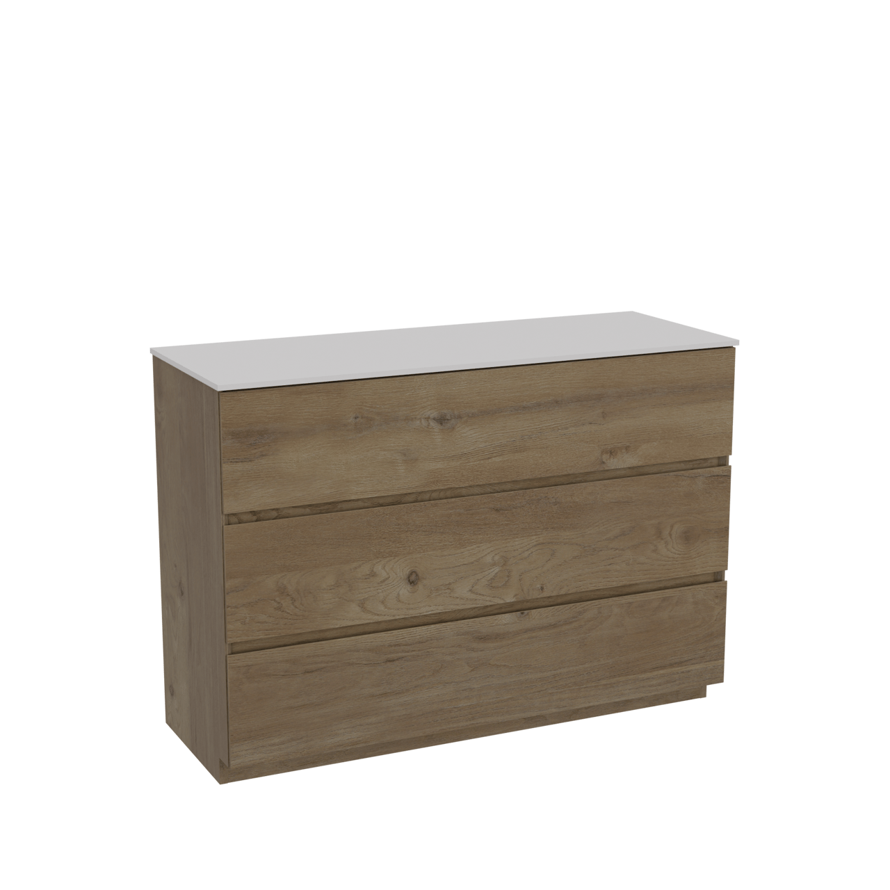 Storke Edge freistehendes Möbelstück Set: 120 x 46 cm, Rohe Eiche, mit Tavola Einzel- oder Doppel Waschtischplatte, Solid Surface Weiß matt