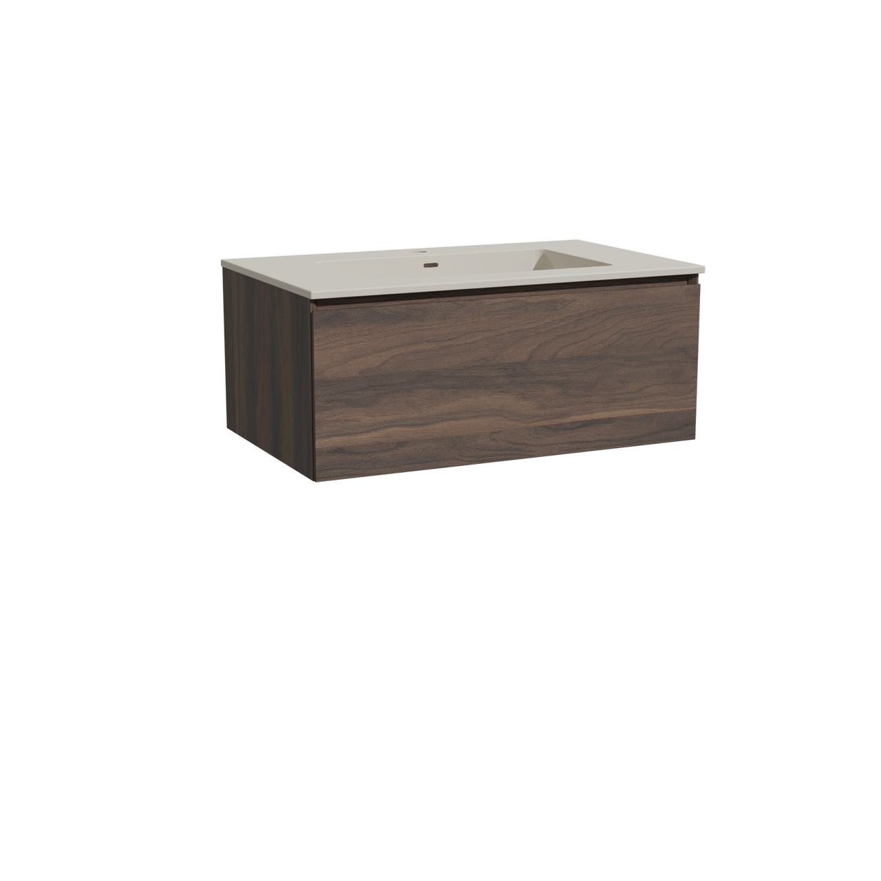 Storke Edge meuble salle de bains suspendu 85 x 52 cm noyer avec Diva plan simple en top solid soie grise