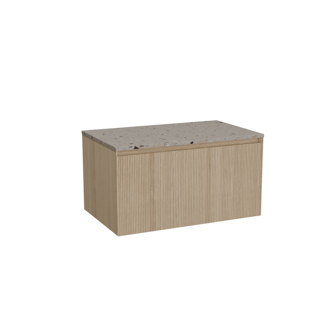 Balmani Fila meuble salle de bains suspendu 90 x 55 cm chêne naturel avec Stretto tablette simple en terrazzo greige terrazzo, Nervure droite symétrique verticale