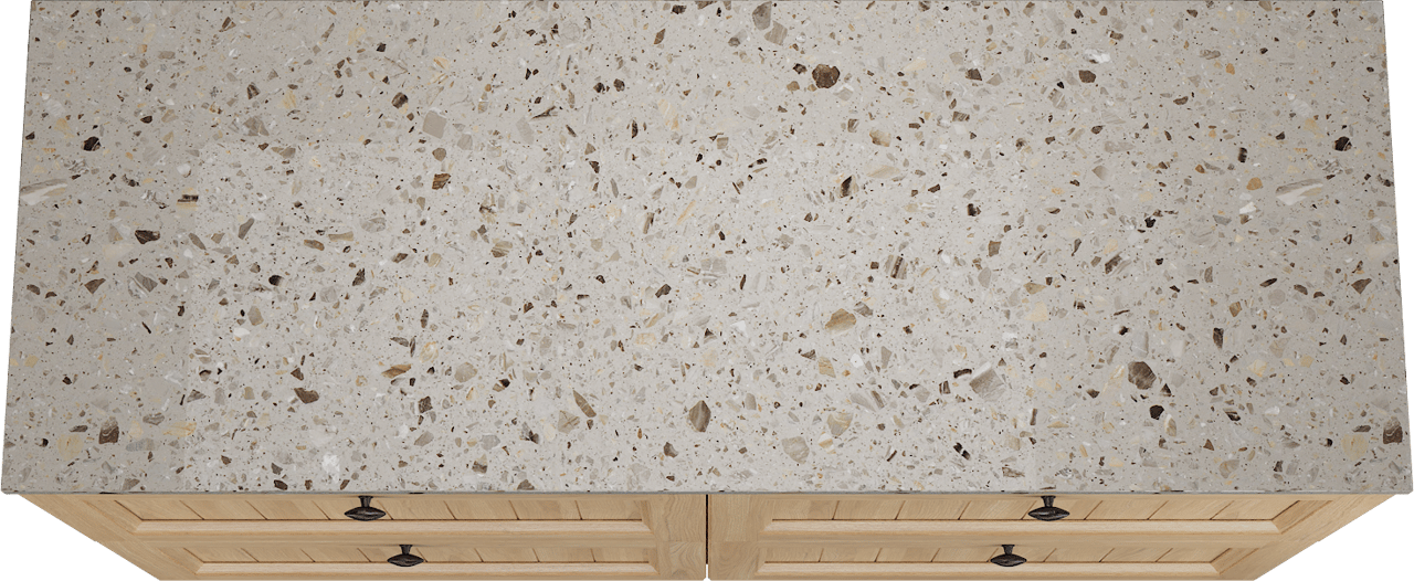 Balmani Lemon staand badkamermeubel 150 x 55 cm, fineer natuur eik met Stretto enkel of dubbel tablet in greige terrazzo