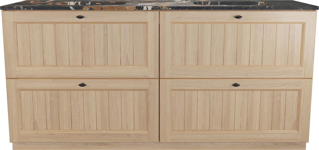 Balmani Lemon meuble salle de bains à poser 180 x 55 cm, plaqué chêne naturel avec Tablo Arcato double vasque en portoro gold