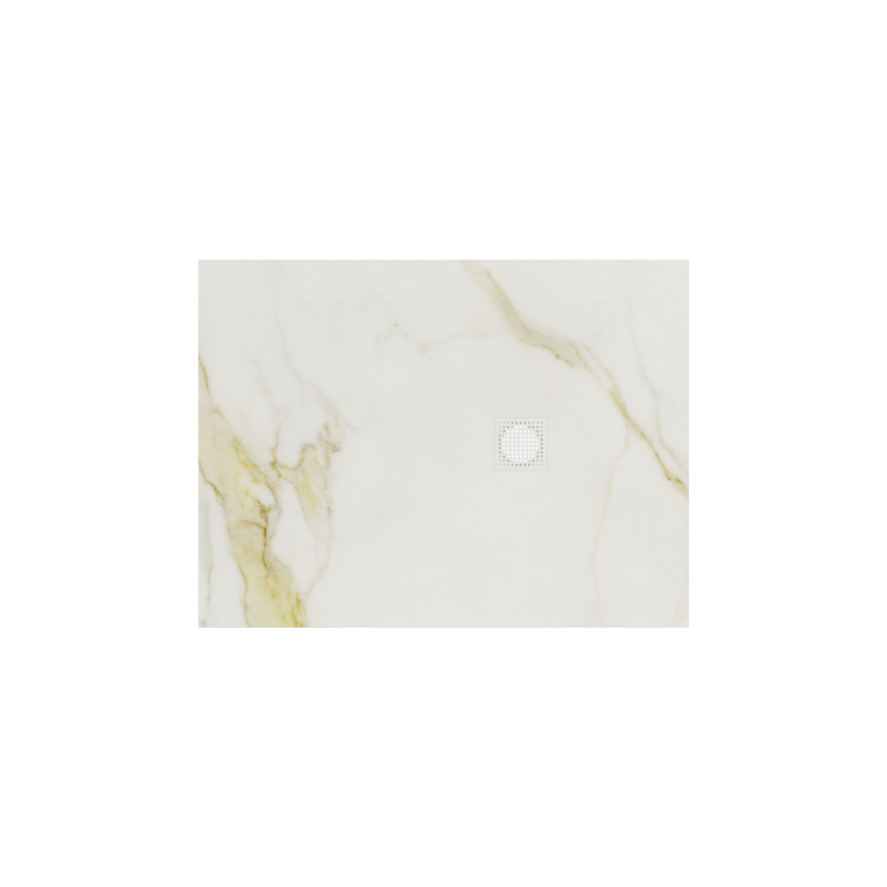 Balmani Impress Duschwanne: 120 x 90 cm, Marmorkomposit, Weiße Marmoroptik mit Steinstruktur