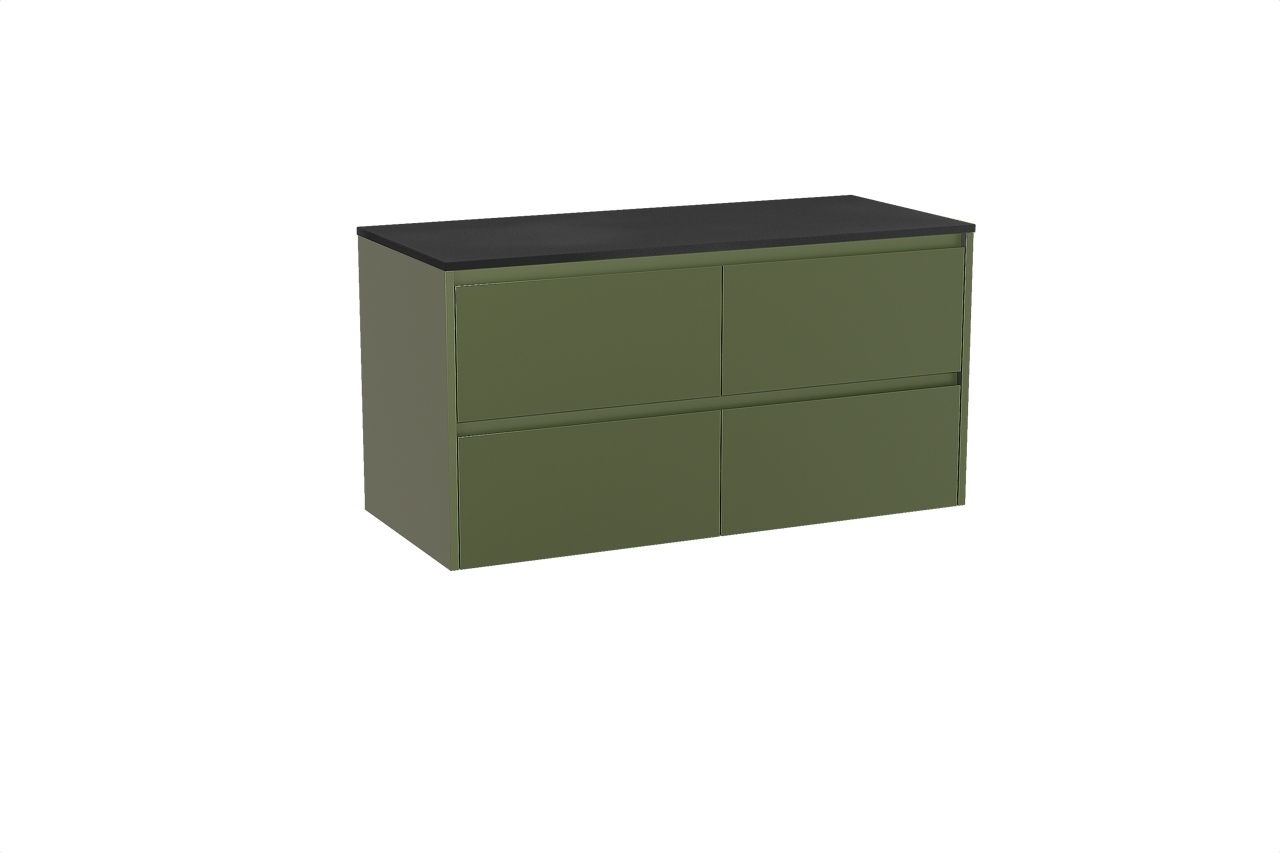 Storke Seda meuble salle de bains suspendu 120 x 52 cm vert olive avec Panton tablette simple ou double en mdf enduit de poudre noir mat