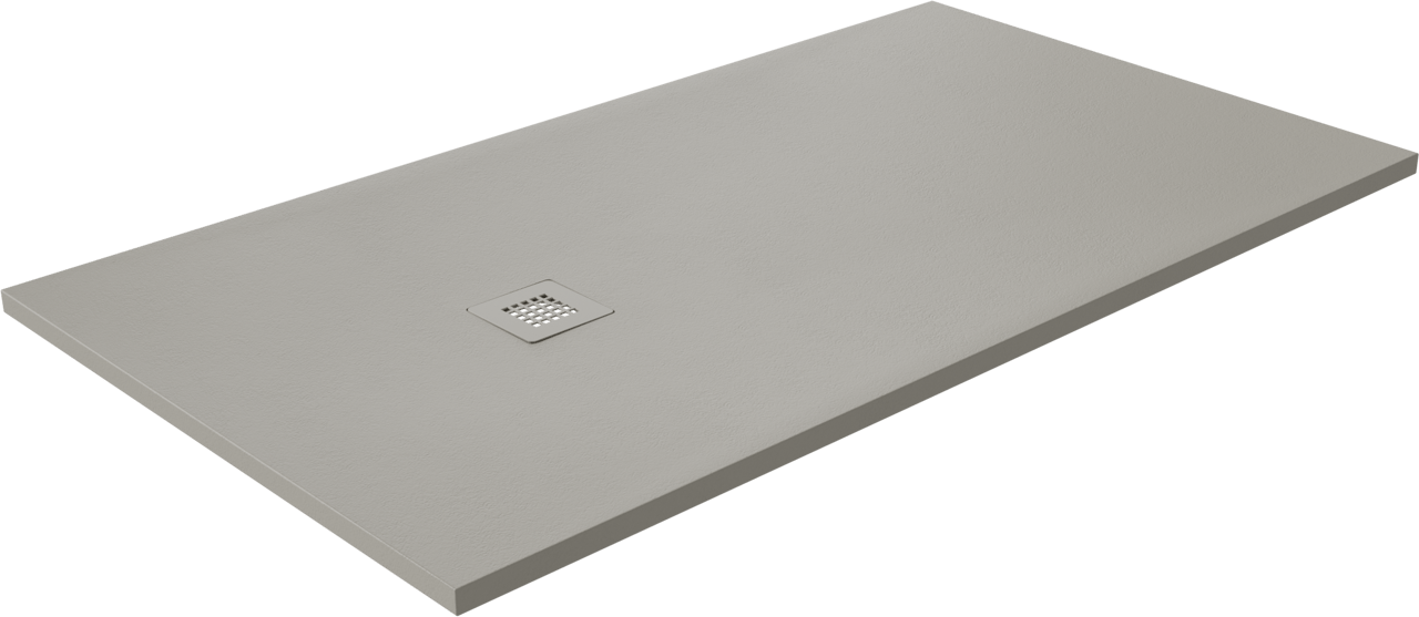 Luca Varess Classy douchebak 160 x 90 cm  composietmarmer  mat lichtgrijs rock structuur