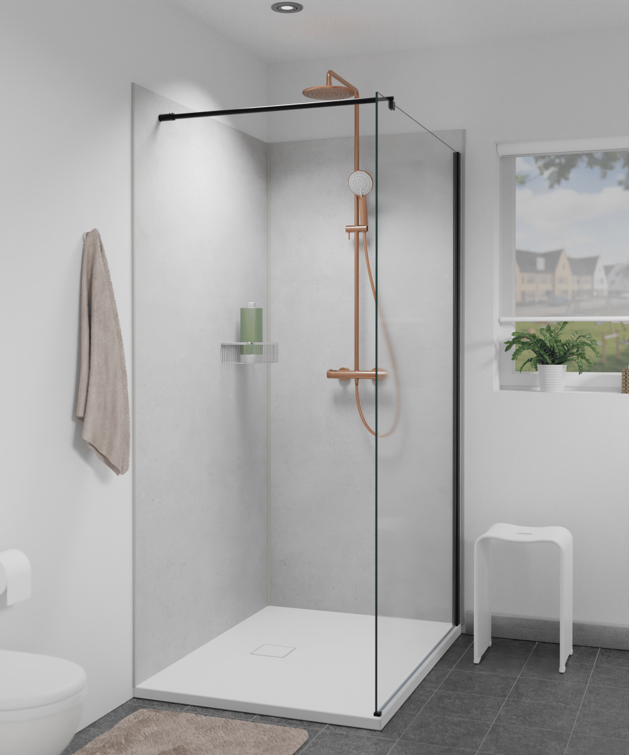 Linie Plato revêtement mural de douche 120 x 90 x 210 cm pvc beige mat Baltimore