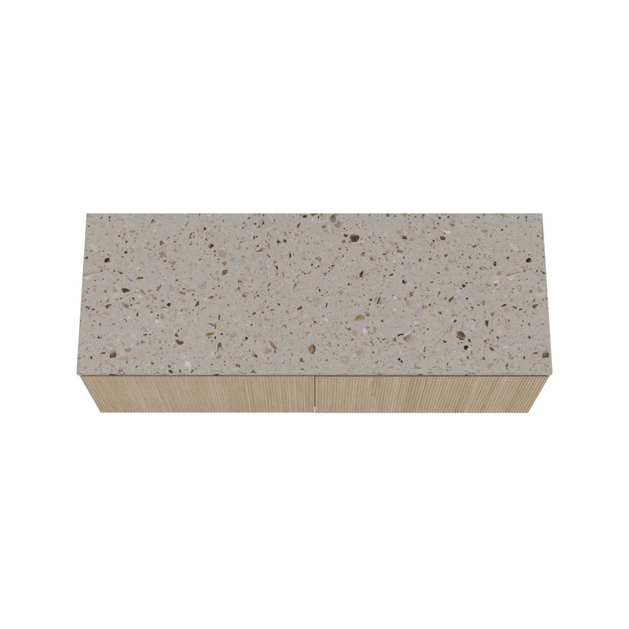 Balmani Fila meuble salle de bains suspendu 150 x 55 cm chêne naturel avec Stretto tablette simple ou double en terrazzo greige terrazzo, Nervure droite symétrique verticale
