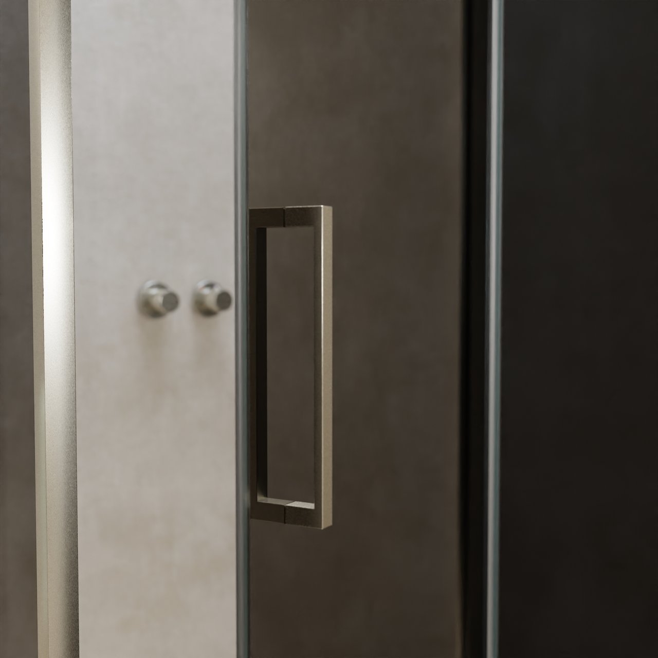 Balmani Senses Design Eckdusche: Drehtür (Rechts) mit fixierte Seitenwand, 120 x 80 cm, Rauchglas, Profil Brushed CoolMetal, inklusive Coating