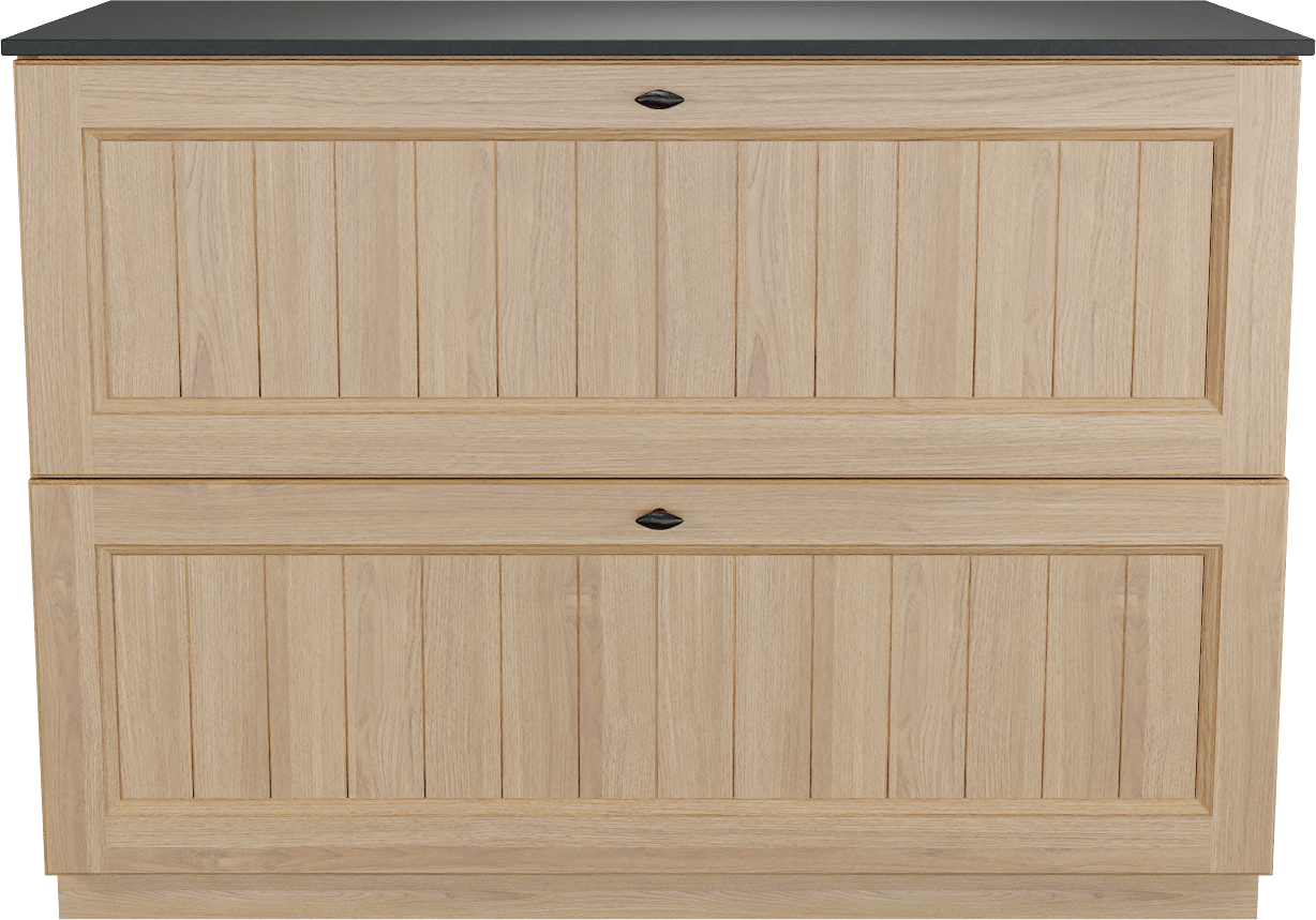 Balmani Lemon staand badkamermeubel 120 x 55 cm, fineer natuur eik met Stretto enkel tablet in graniet zwart