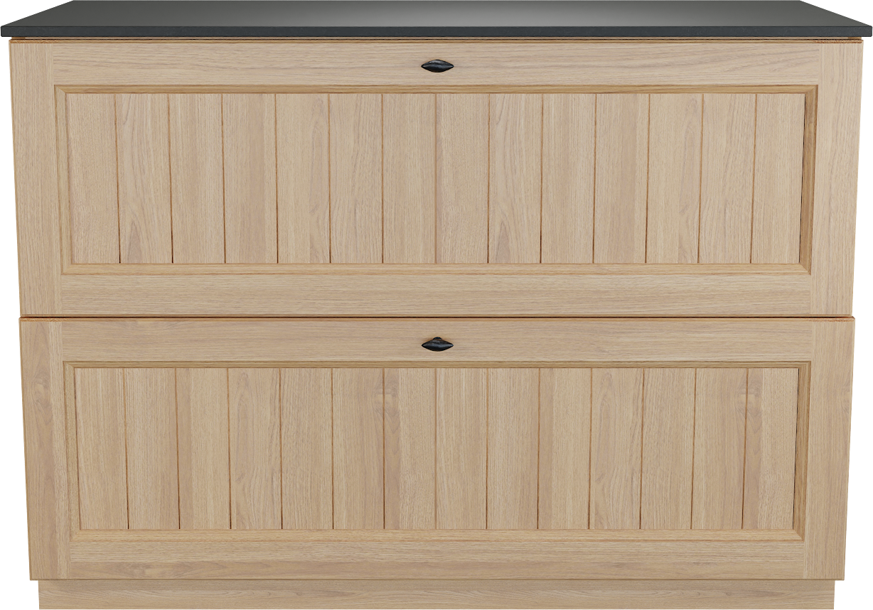 Balmani Lemon staand badkamermeubel 120 x 55 cm, fineer natuur eik met Stretto enkel tablet in graniet zwart