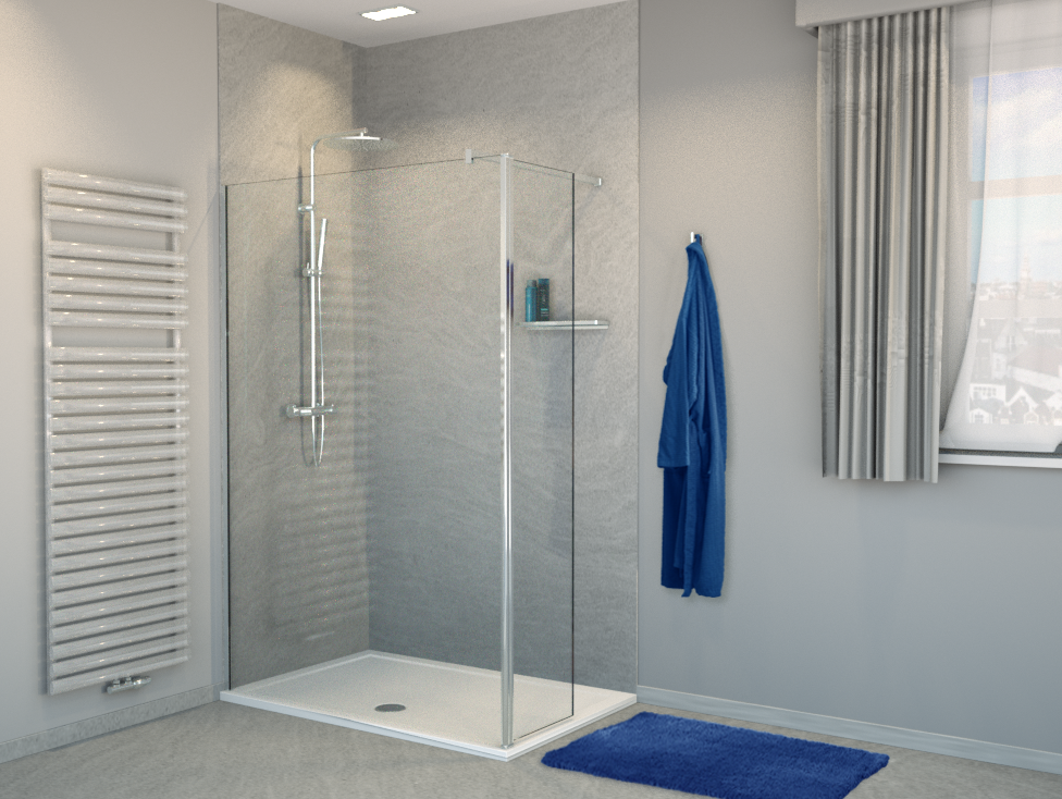 Balmani Move Walk-In Dusche: Bewegliche Seitenwand, 120 x 200 cm, Klarglas, Chromprofil