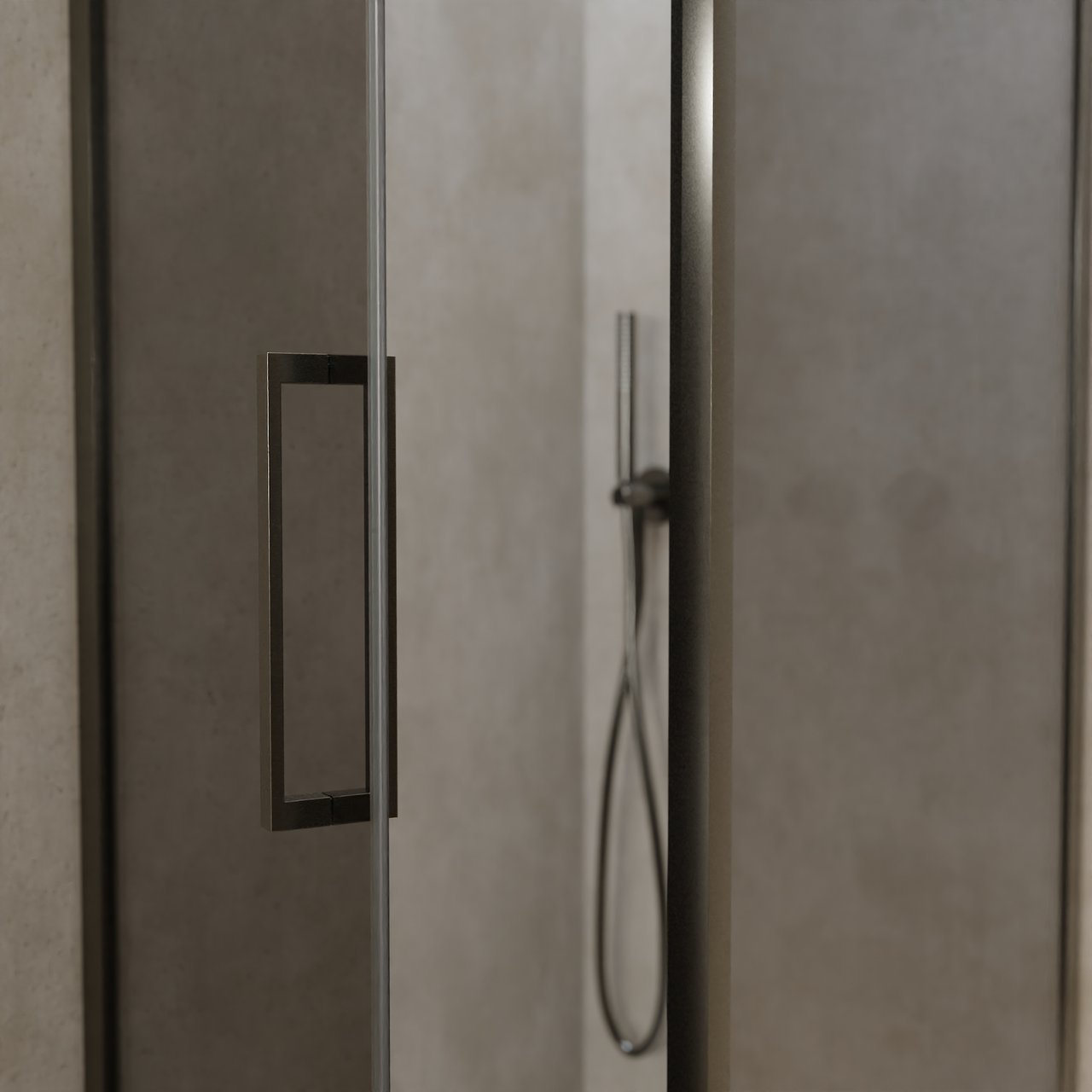 Balmani Senses Design douche en coin avec porte pivotante à gauche et paroi latérale fixe, 90 x 90 cm, Miroir Reflex, Profil Brushed GunMetal, coating inclus