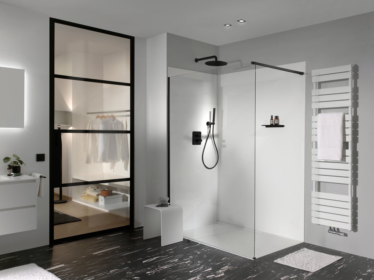 Balmani Piatto Duschrückwand: 90 x 260 cm, Solid Surface, Weiß matt