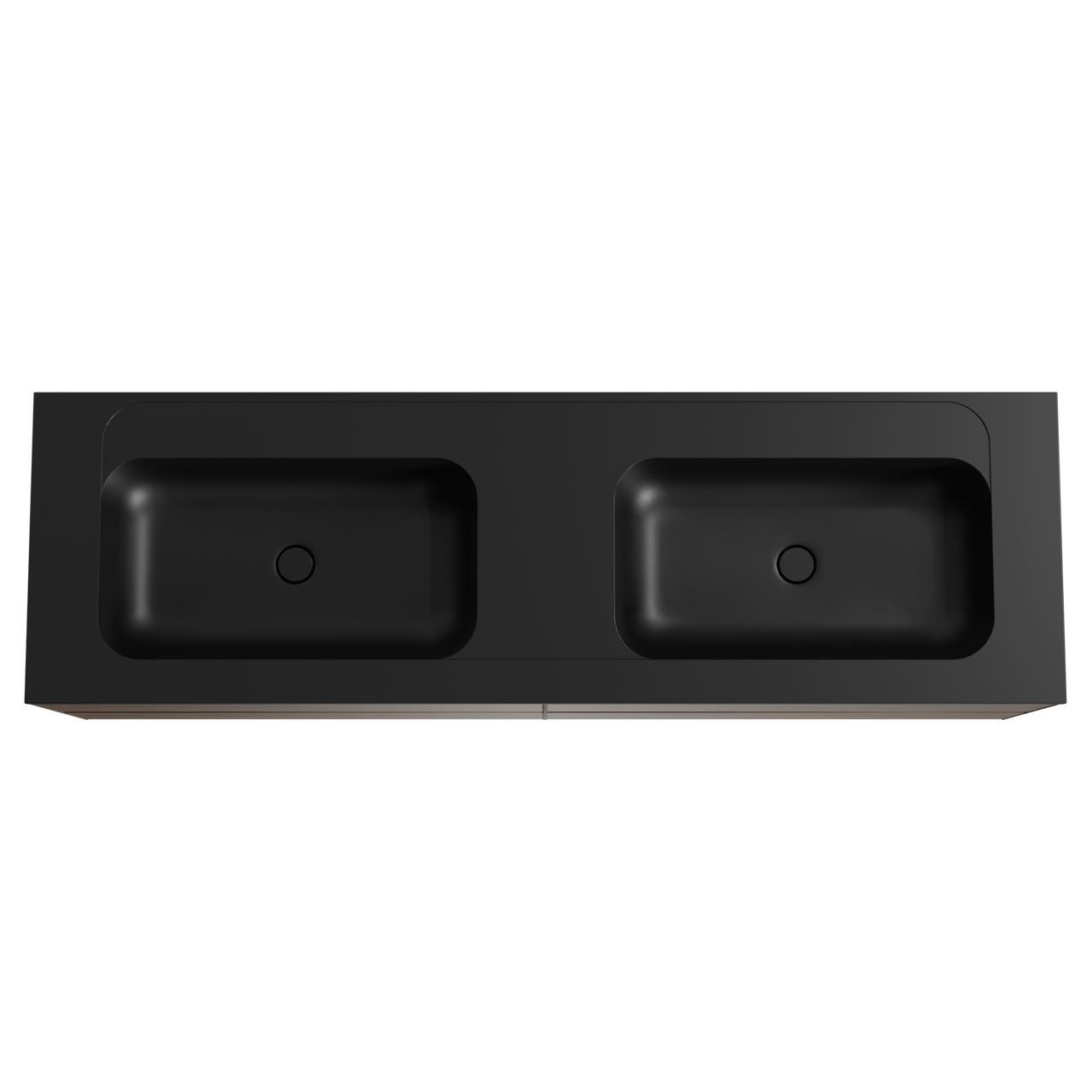 Balmani Mitra meuble salle de bains suspendu 180 x 55 cm noyer américain avec Tablo Strada double vasque en marbre composite noir mat