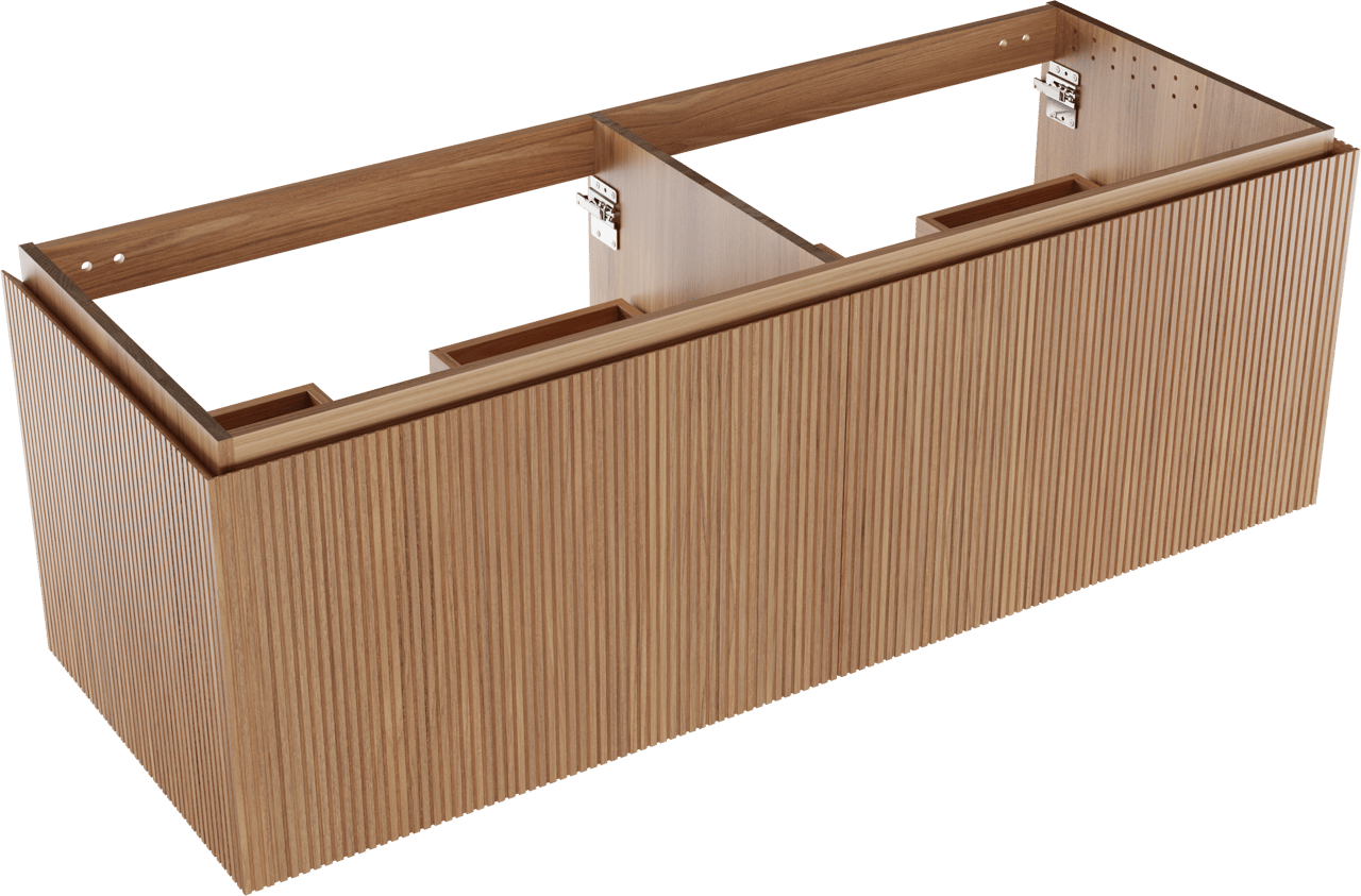 Balmani Eclips hängendes möbelstück Waschtischunterschränke 150 x 55 cm Teak 4 Schubladen Vert. Sym. Rippe