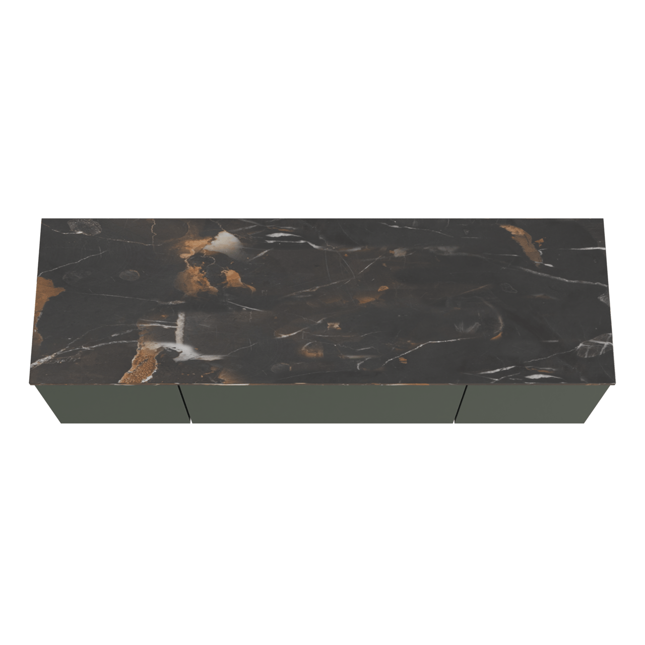 Balmani Sfera meuble salle de bains suspendu 180 x 55 cm forest avec Stretto tablette simple ou double en marbre portoro gold