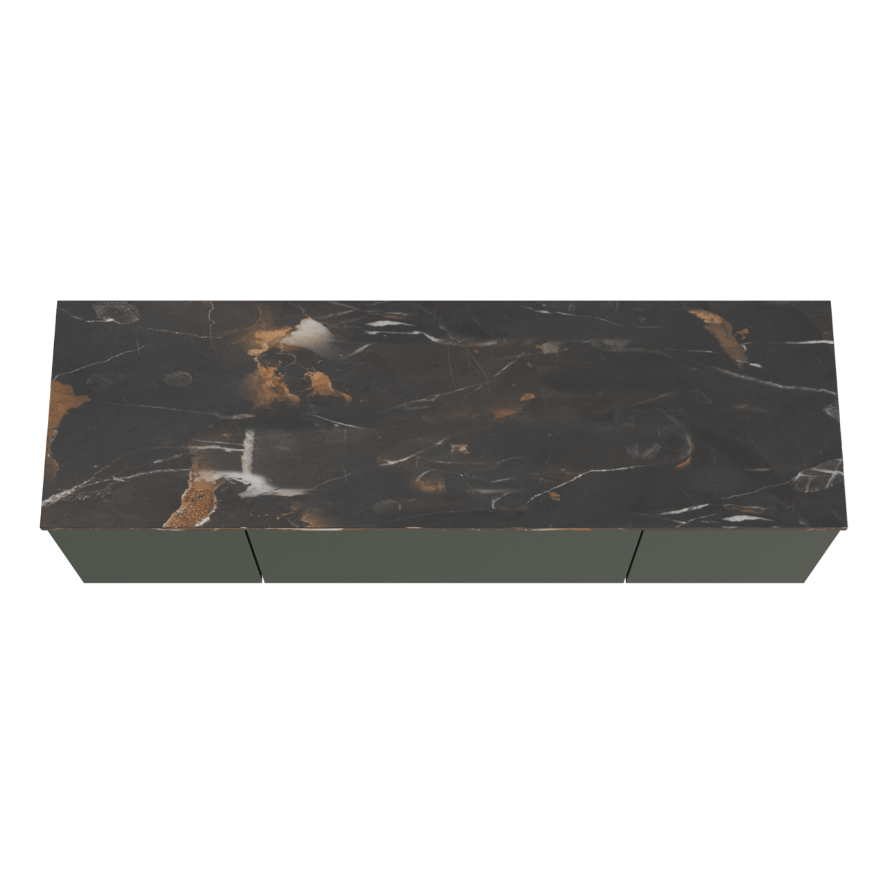 Balmani Sfera hängendes Möbelstück Set: 180 x 55 cm, Forest, mit Stretto Einzel- oder Doppel Waschtischplatte, Marmor Portoro Gold