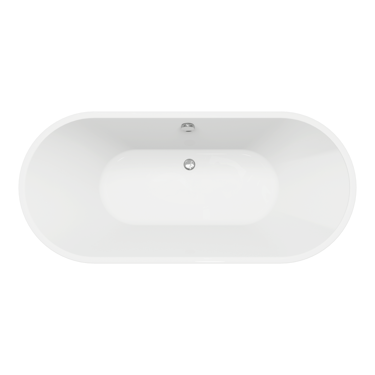 Linie Paulo Ovale Freistehende Badewanne: 177,5 x 80 cm, Acryl, Weiß Glänzend