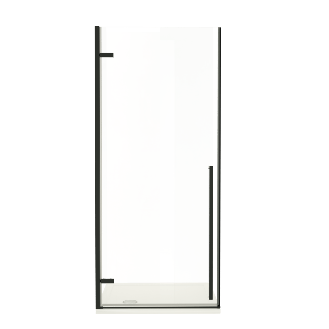 Luca Varess Stilus porte pivotante gauche 90 x 200 cm verre transparent profil noir mat