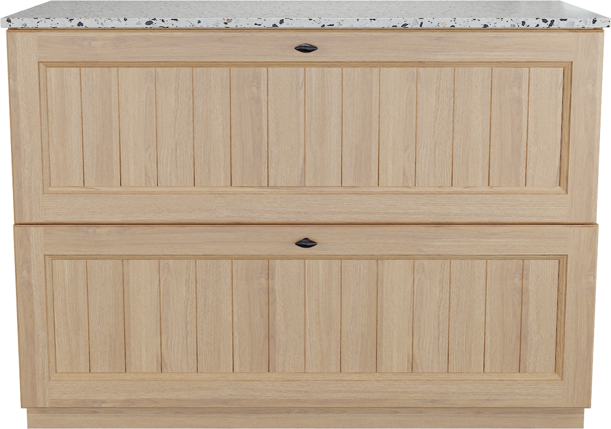 Balmani Lemon meuble salle de bains à poser 120 x 55 cm, placage chêne naturel avec Stretto tablette simple ou double en blanc/noir mat terrazzo