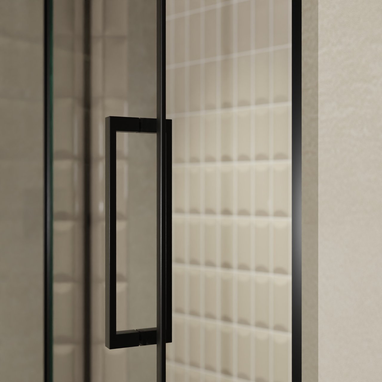 Balmani Senses Design porte pivotante à gauche 140 cm x 210 cm verre Miroir Reflex, Profil noir, coating inclus