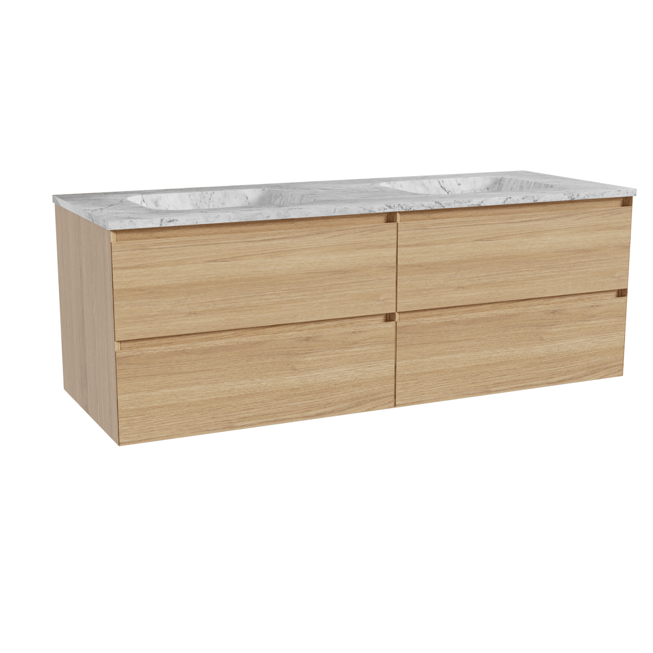 Balmani Mitra meuble salle de bains suspendu 150 x 55 cm chêne naturel avec Tablo Arcato double vasque en marbre carrara