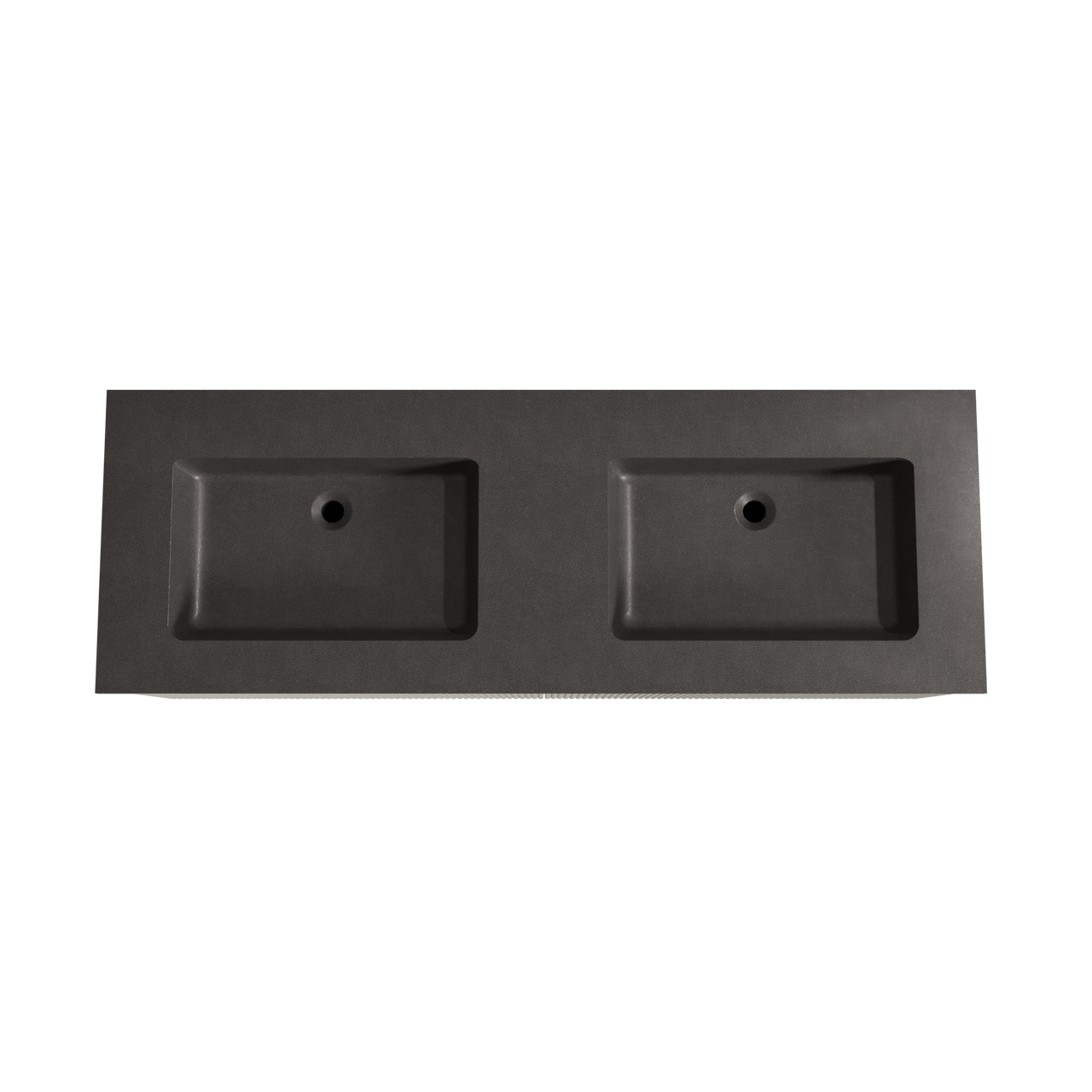 Storke Ribs meuble salle de bains suspendu 150 x 52 cm soie grise avec Scuro double vasque en quartz noir mat, Nervure droite symétrique verticale