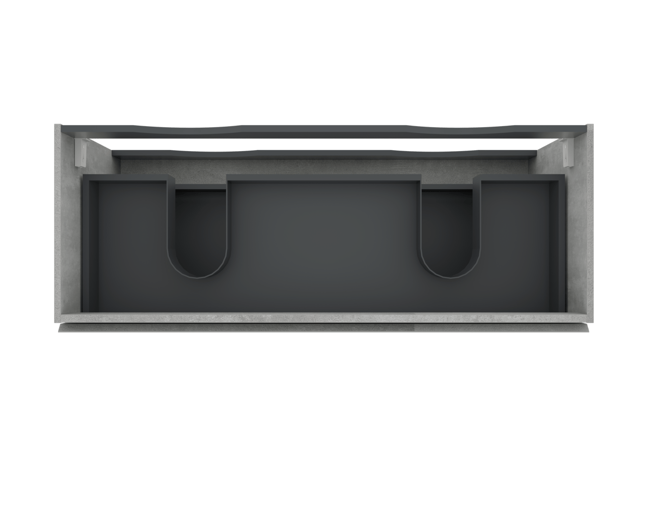 Linie Lado meuble sous-lavabo suspendu 120 x 46 cm béton gris foncé 2 tiroirs 2 découpés de siphon