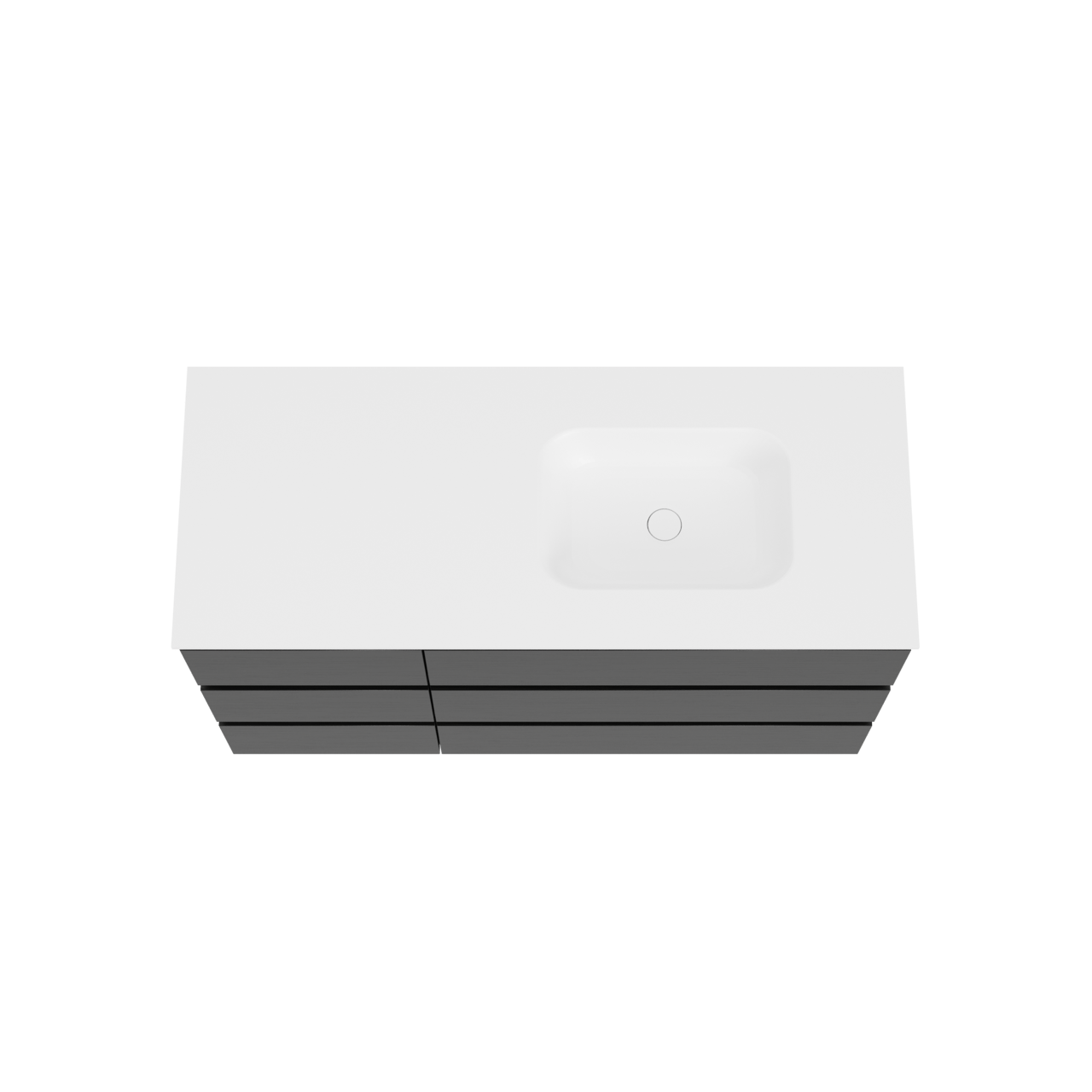 Balmani Lucida meuble salle de bains à poser 135 x 55 cm chêne noir avec Tablo Arcato vasque asymétrique droite en solid surface blanc mat