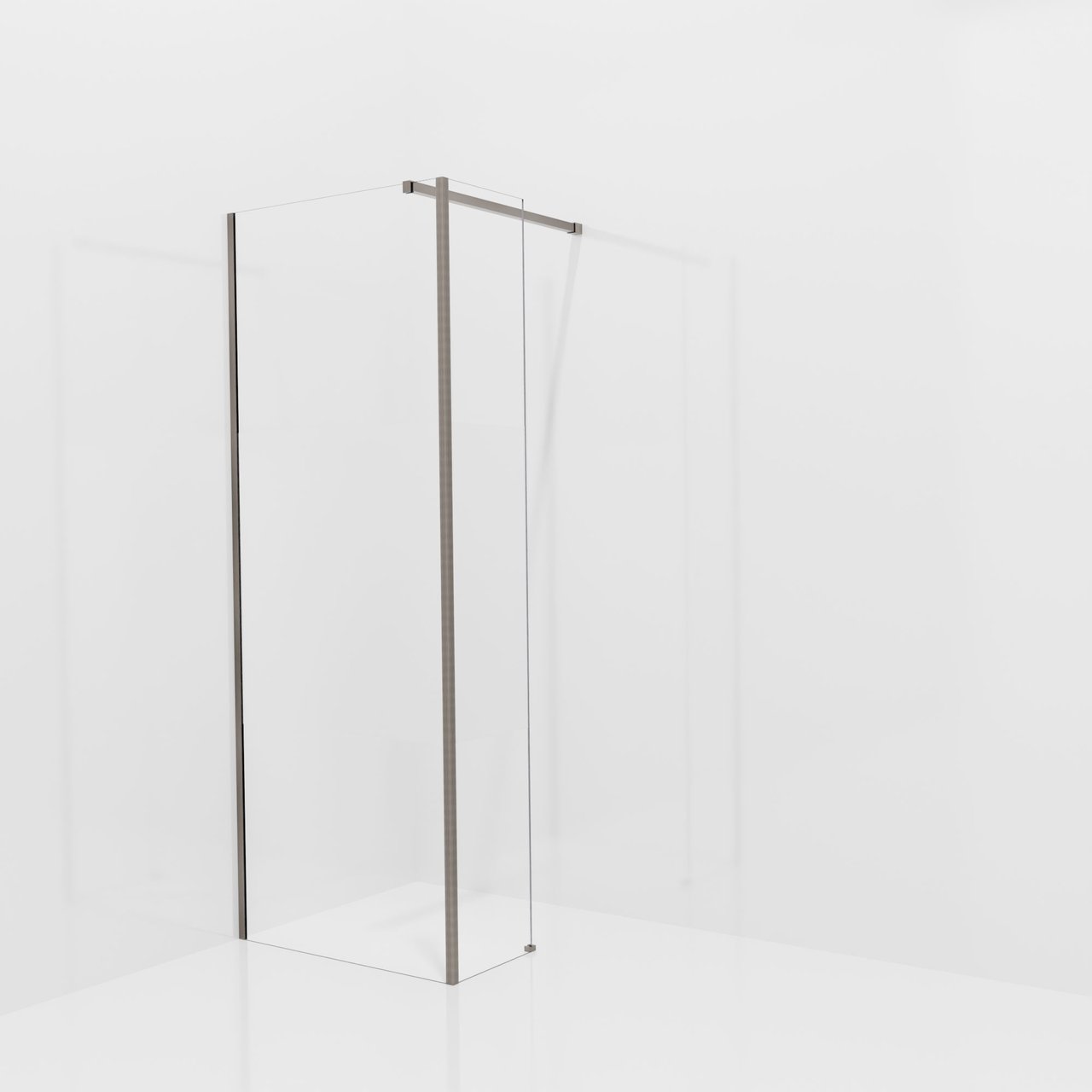 Balmani Modular Walk-In Dusche mit fester Seitenwand: 80 x 200 cm, Klarglas mit mattiertem Streifen, Profil Brushed GunMetal